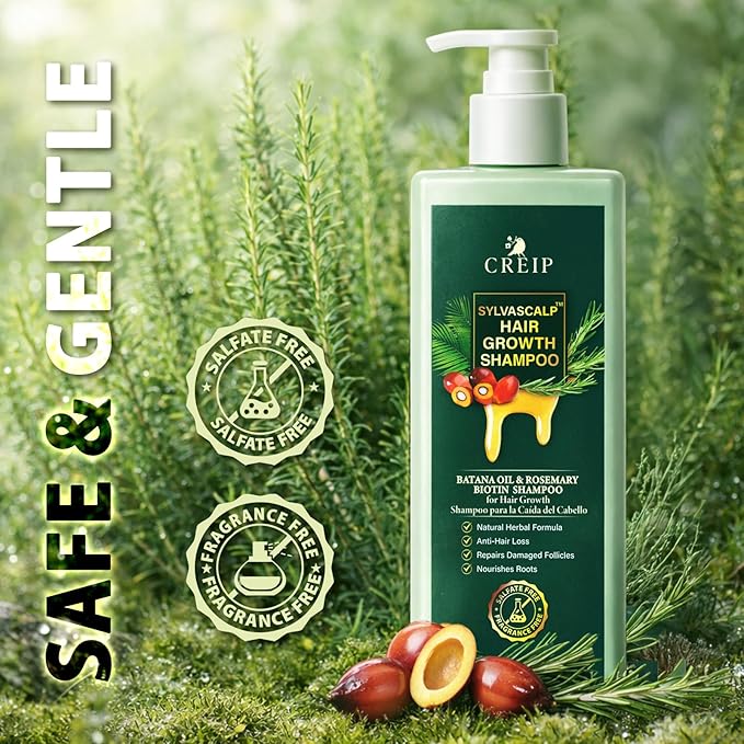 Rosemary & Batana Oil Hair Growth Shampoo: Hair Loss Shampoo for Men and Women with Biotin, Sulfate & Fragrance-Free Thickening