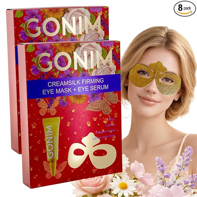GONIM Eye Patches Collagen Under Eye Patches with Eye Serum, Retinol PDRN Eye Masks for Puffy Eyes and Dark Circles, Anti Aging Cream-Silk Texture Under Eye Mask, Gifts for Women, Hydrating 8 pcs