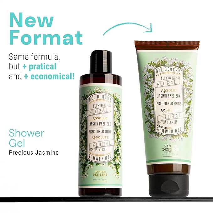 Panier des Sens - Jasmine Moisturizing Body Wash for Women & Men - Gentle Shower Gel - 96% Natural - Normal, Sensitive Skin - Body Care Made in France, SLS Free, Vegan - 6.8 floz