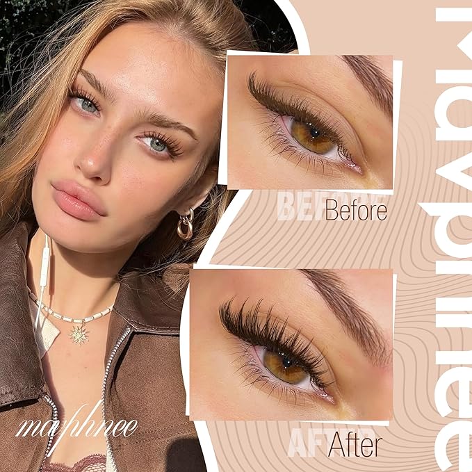 Mavphnee Brown Lash Clusters Wispy Eyelash Extensions Natural Lashes Extensions Pestañas Postizas Spiky Manga 8-16MM Individual Lashes with CC Curve, For Edge Girl