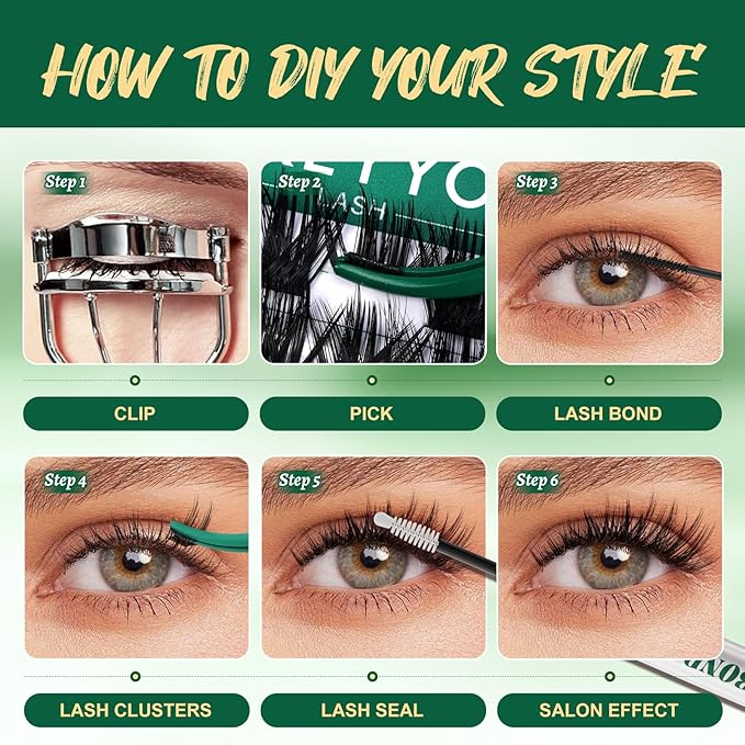 Lash Clusters 96pcs Individual Lashes D Curl 16mm Eyelash Clusters KEYYOU Volume Wispy Lash Extension Soft&Comfortable Easy DIY at Home(Y22,D-16mm)
