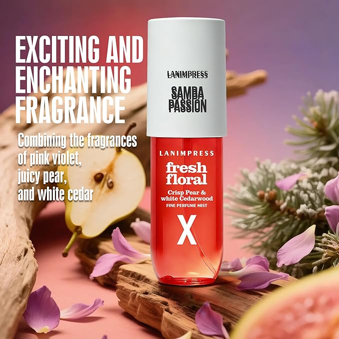 3 FL OZ Hair and Body Fragrance Mist, Eau De Parfum for Women,Fruity Floral Perfume No.10, Juicy Flower Scent– With Notes of Juicy Pear,Pink Violet,White Cedarwood,Travel Size Body Spray