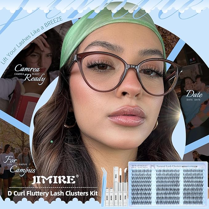 Spider Lash Clusters Kit Spider Lashes Clusters Wispy Fluffy Cluster Eyelash Extensions Kit Natural Look 10-16MM D Curl Manga Eyelash Clusters Kit with Lash Bond and Seal Breeze Lash Extensions Kit