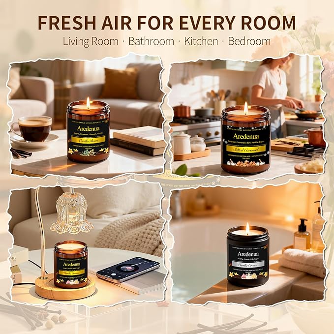 Vanilla Cream Odor Eliminating Candles – Home Air Freshener Soy Candles for Removing Pet, Kitchen & Bathroom Odors, Fresh Air Vanilla Scented Candle, Long-Lasting Candle Gift for Smell Removal