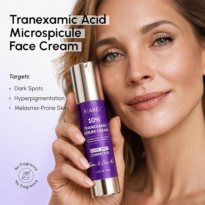 MAREE Tranexamic Acid Face Cream - Cream with Alpha Arbutin, Niacinamide, Peptide Complex & Vitamin C - Crema para las Manchas de la Cara