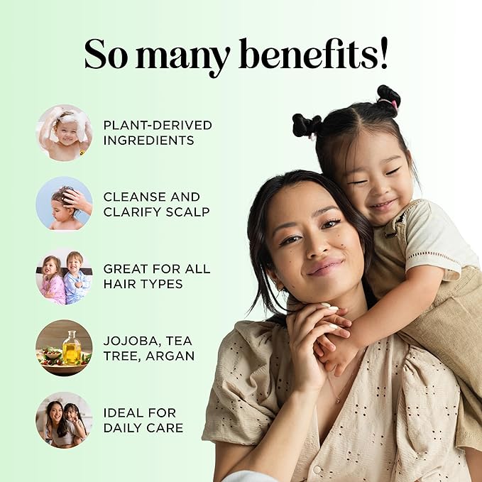 Cleansing Kids Shampoo for Dry Scalp - Dry Flaky Scalp Care Shampoo for Kids and Hair Build Up Remover with Tea Tree Oil and Rosemary Essential Oils for Hair Care - Kids Scalp Cleanser for Build Up