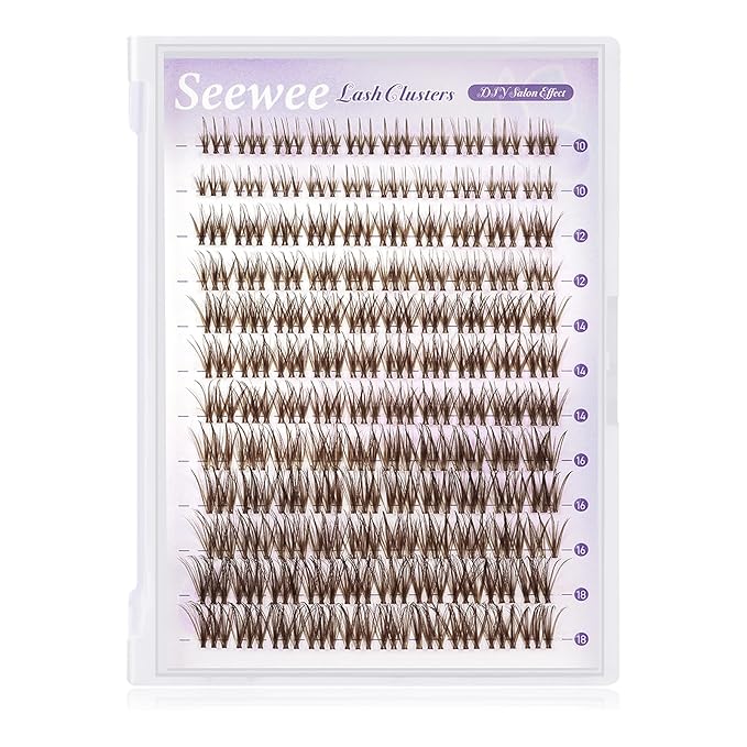 Brown Lash Clusters 10-18mm Mix D Curl Dark Brown Lash Clusters 120pcs DIY Wispy Cluster Eyelash Extensions Individual Natural Lashes Cluster False Eyelash Clusters (S3 Lashes Only)
