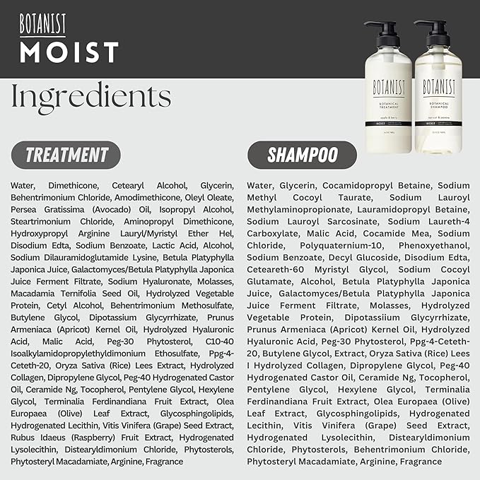 BOTANIST Keratin Shampoo and Conditioner Set for Women, Men, Argan Oil Shampoo & Conditioner for Frizzy Hair, Japanese Natural & Organic Sulfate Free Shampoo & Conditioner for Dry Hair 31.7Fl Oz MOIST