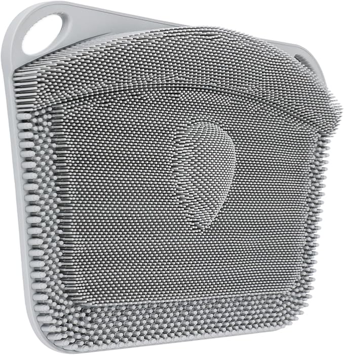FREATECH Silicone Shower Foot Scrubber Mat 17.3" x 13", Large Foot Cleaner Brush to Clean, Exfoliate and Massage Feet Without Bending Over, Improve Foot Appearance and Overall Health, Grey