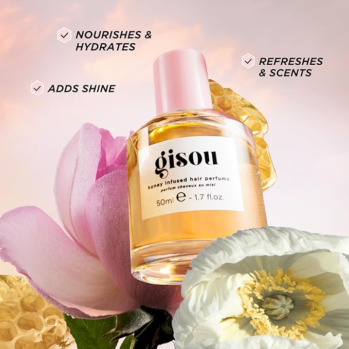 Gisou Honey Infused Hair Perfume – Long-Lasting Hair Fragrance with Mirsalehi Honey & Argan Oil, Wildflower Honey, 1.7 Fl Oz