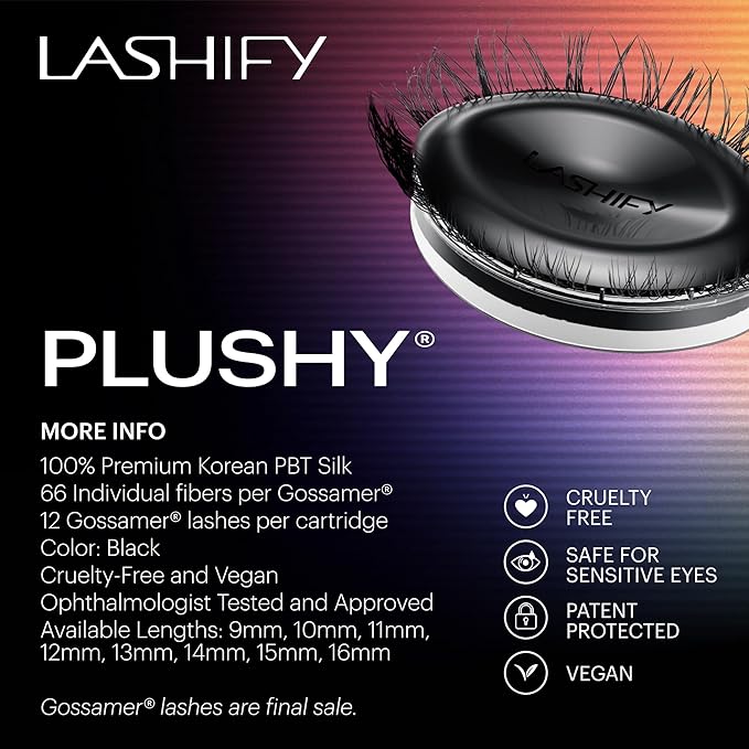 Lashify Plushy 11mm Gossamer Lashes in Black, Easy DIY False Lashes for a Voluminous Yet Still Natural Look