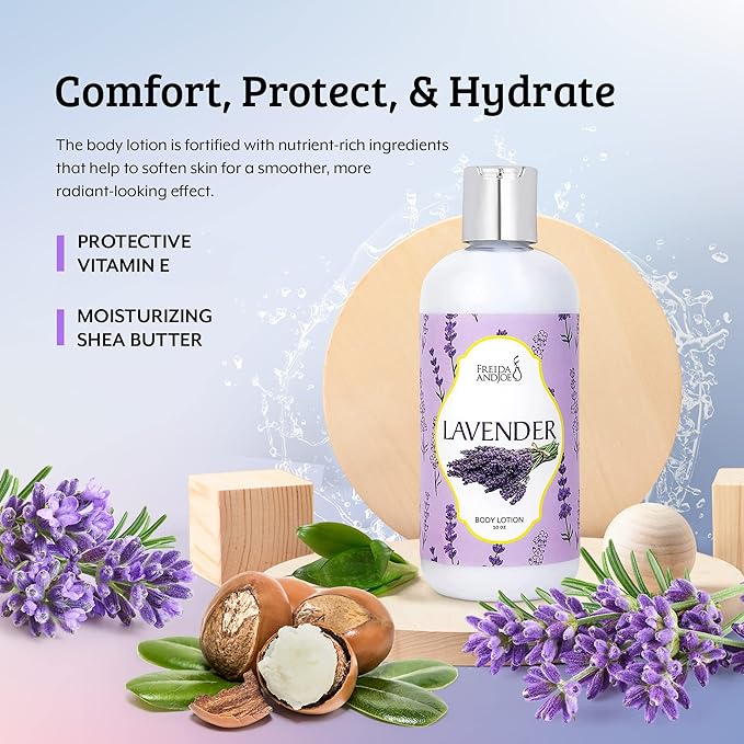 Home Spa Gift 10oz Deep Moisturizing Fragrance Body Lotion & 8 oz. Fine Fragrance Body Mist Set Luxury Self-Care Combo for Women and Girls (Lavender) – Mother's Day Gift for Mom