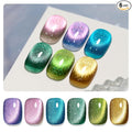GAOY Glitter Cat Eye Gel Nail Polish Set with Magnet Colorful Galaxy for Holographic Cat Eye, Salon Gel Manicure and Nail Art DIY at Home