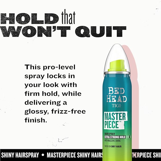 TIGI Bed Head Travel Size Frizz Control Hair Spray, Masterpiece Extra Hold Hair Care Spray for Shiny and Glossy Hair, 2 oz