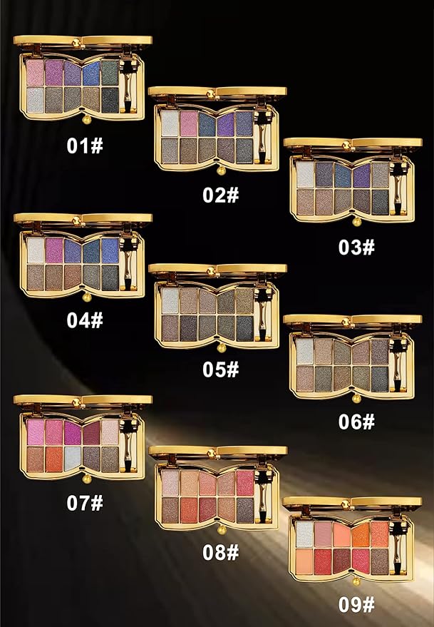 Bernecy Glitter Eyeshadow Palette,10 Colors Sparkle Shimmer Eye Shadow Highly Pigmented Long Lasting Makeup Set Gold (Type 5), Small