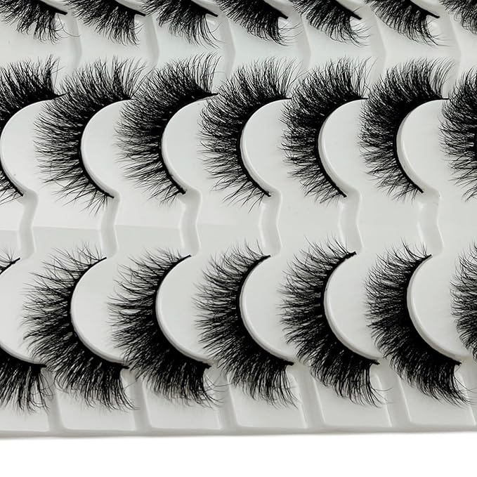 Cat Eye Lashes Natural Look Wispy Short Fluffy Fox Eye Lashes Strip Soft C Curl Natural Faux Mink Cateye Lash Strips Fake Eyelashes Bulk 14 Pairs