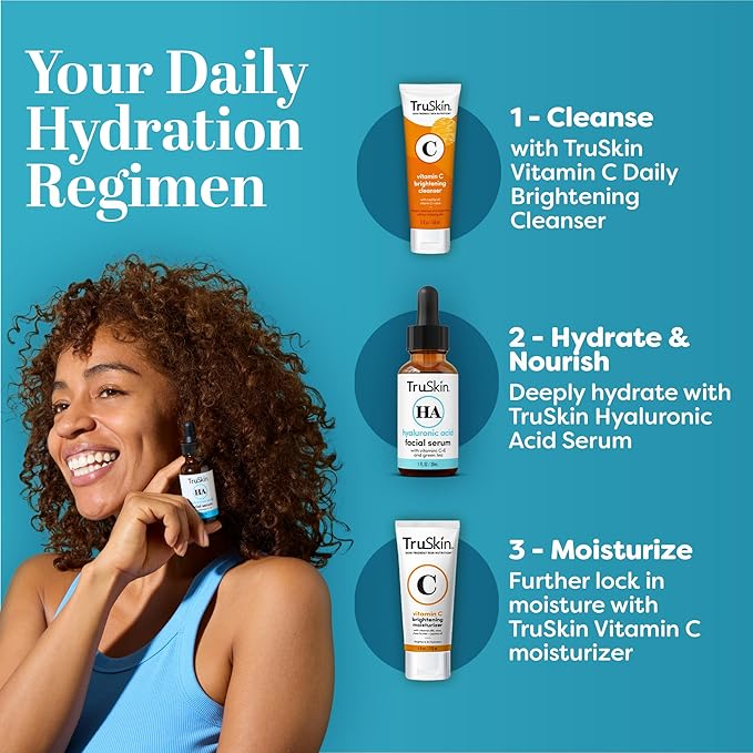 TruSkin Hyaluronic Acid Serum for Face - 7 Ultra-Hydrating Ingredients - Moisturizing & Plumping Facial Serum for Smooth, Healthy-Looking Skin, 2 Fl Oz