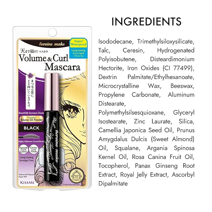KISSME Heroine Make Volume UP Mascara Super WP, Super Long-Lasting! Volume & Curl Mascara