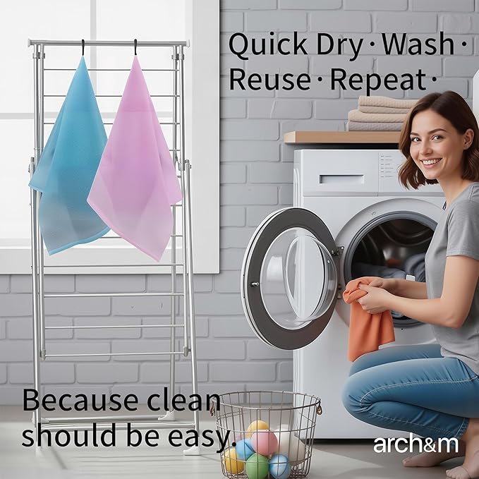 ARCH&M Exfoliating Washcloth Body Scrubber 35-Inch Japanese & Korean Back Scrubber Towel for All Skin Type Daily Use in Shower, Textured Nylon Body Washcloth for Smoother-Looking Skin Quick-Dry 3 Pack