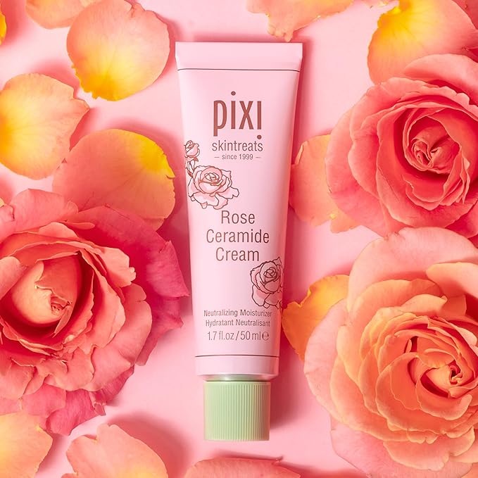 Pixi Beauty Rose Ceramide Hydrating Face Cream | Rose Infused Ceramide Daily Moisturizer | Ultra Rich Barrier Repair Cream for Radiant & Supple Skin Care | 1.70 Fl Oz