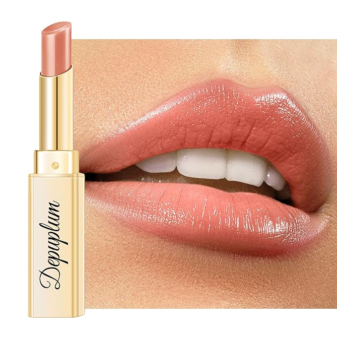 Depuplum Nude Pink Lipstick for Women Moisture Lip Gloss Tinted Lip Balm Sheer Lipsticks for Mother's Day Nourishing Hydrate Glossy Lipstick for Dry Lips,DM106 BarePink