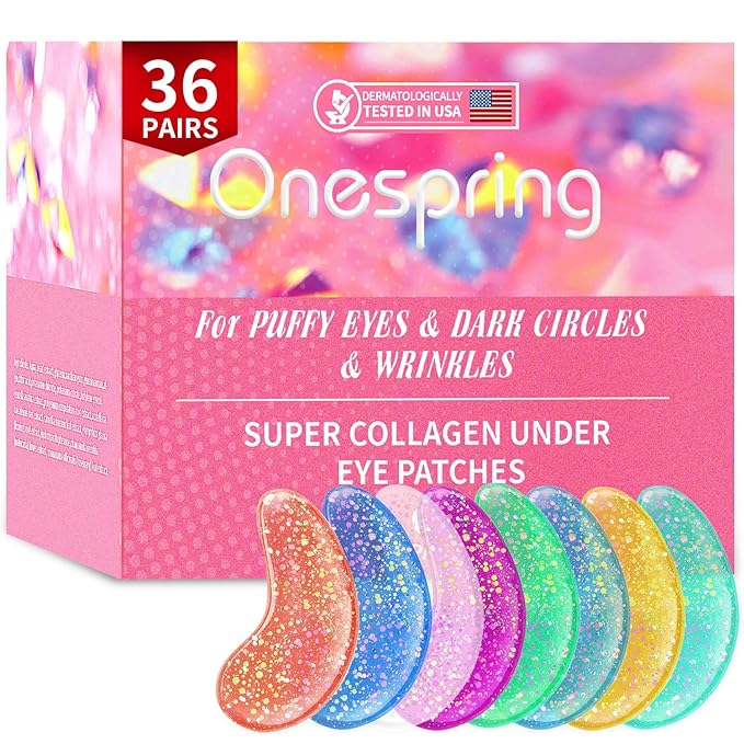 Onespring Eye Masks (36 Pairs) - Under Eye Patches for Relieves Dark Circles, Fine Lines and Puffiness, Revitalizing Eye Gel Pads - Ideal for Daily Skin Care & Gift Choice