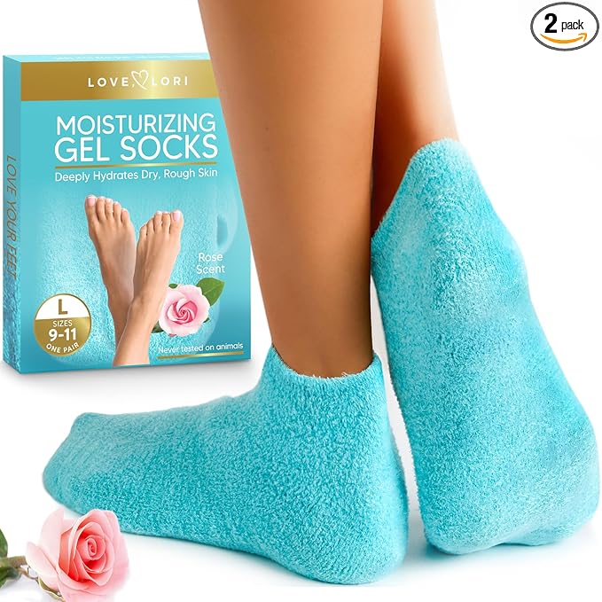 Moisturizing Socks (Size 9-11) – Gifts for Women Her Wife - Infused with Vitamin E & JoJoba Oil - Gel Silicone Aloe Foot Care Socks - Spa Self Care Gifts for Women