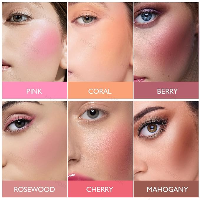 KYDA Berry Powder Blush, Radiant Glow Face Blush, Buildable Matte Cheeks Color, Ultra-fine Lightweight Powder Blusher, Lasting Moisturizing