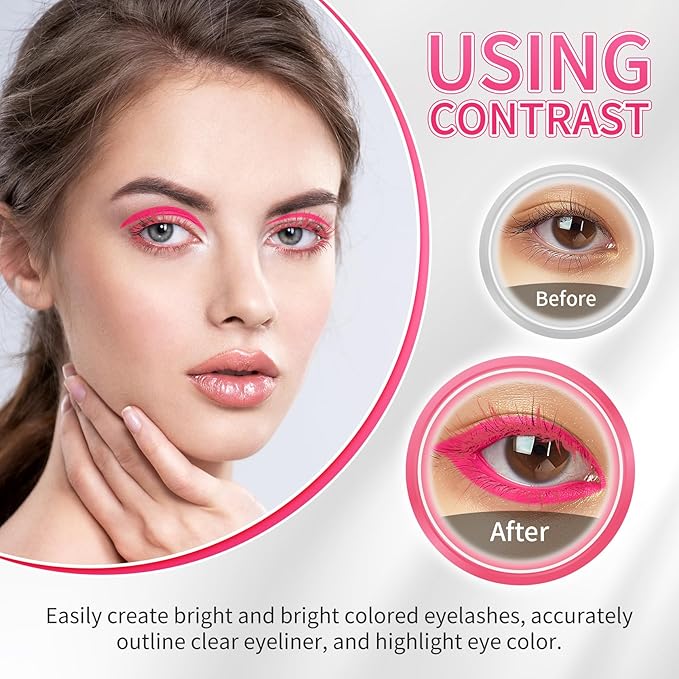 Pink Mascara and Eyeliner Set,5D Colored Mascara Volume and Length Waterproof,Natural Curling rimel de pestañas,Suitable for Women Eye Makeup