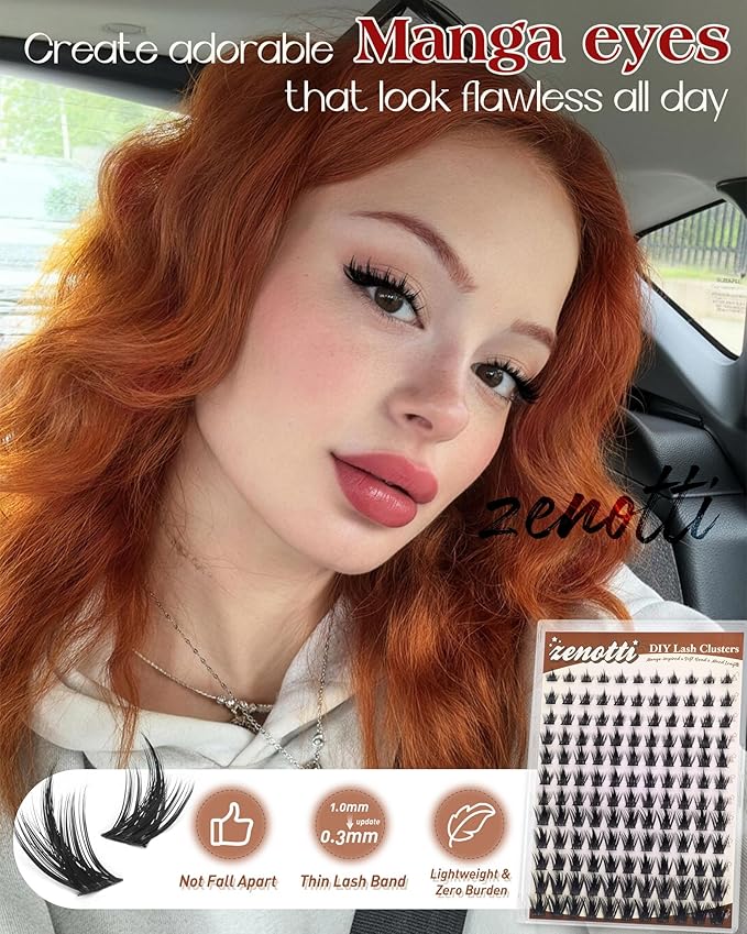 Manga Lash Clusters with Spikes Wispy Eyelash Clusters Anime Spiky Individual Lashes Natural Look Volume Cluster Eyelash Extensions Fairy Eyelash Clusters DIY Lash Extension C Curly 8-16mm by zenotti