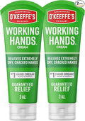 O'Keeffe's Working Hands Hand Cream for Extreme Dryness - 3 oz Tube (2 Pack) - Repairing Skincare for Cracked, Dry Hands