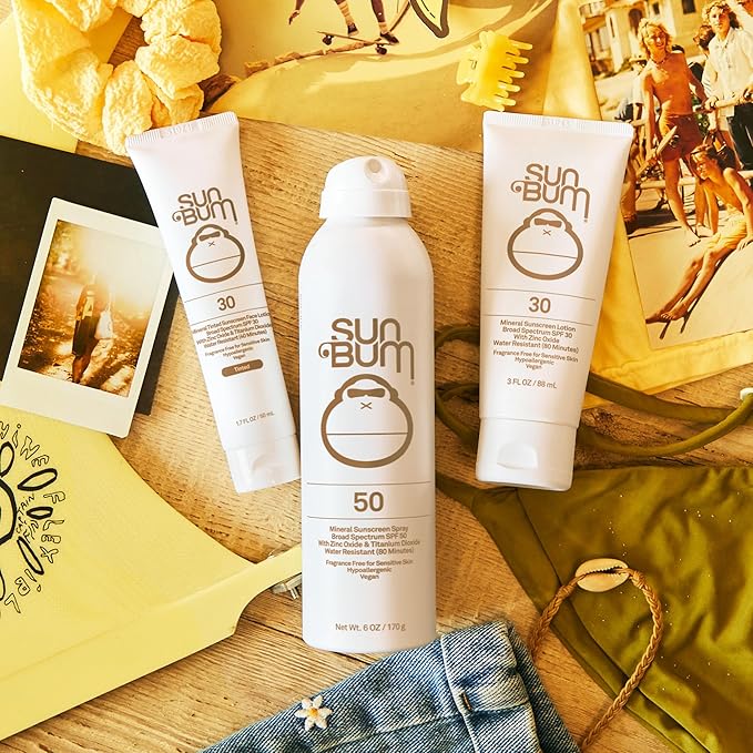 Sun Bum Mineral SPF 30 Sunscreen Body Lotion - NEW FORMULA Broad Spectrum Moisturizing Sunscreen with Vitamin E - Vegan and Hawaii 104 Act Compliant (No Octinoxate & Oxybenzone) - Travel Size - 3 oz