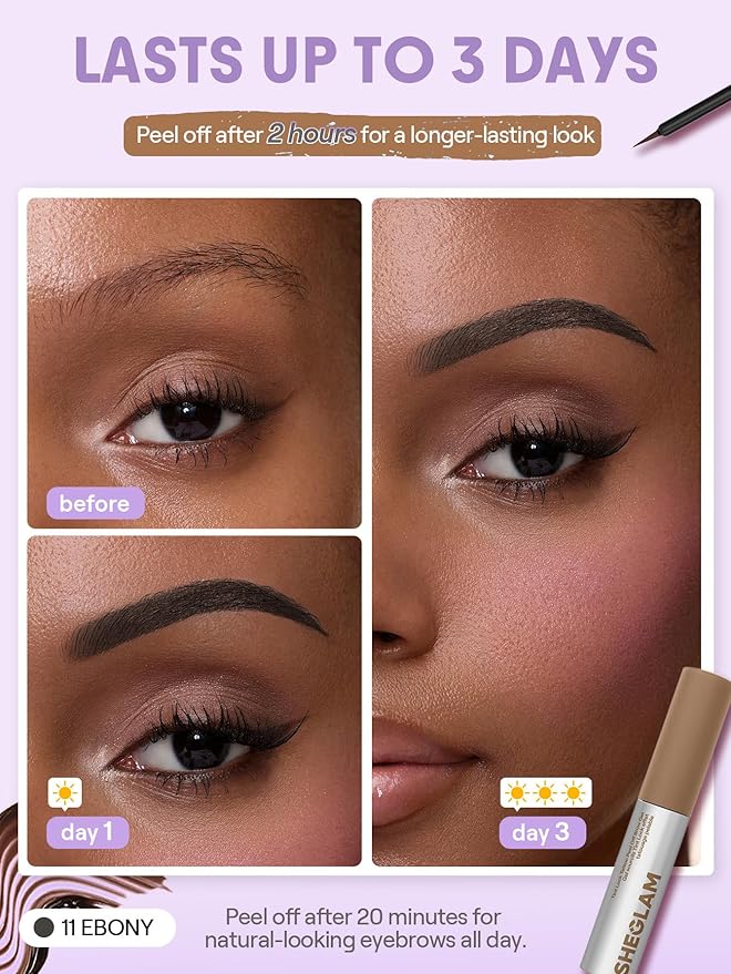 SHEGLAM Tint Lock Tattoo Peel Off Brow Gel- Ebony