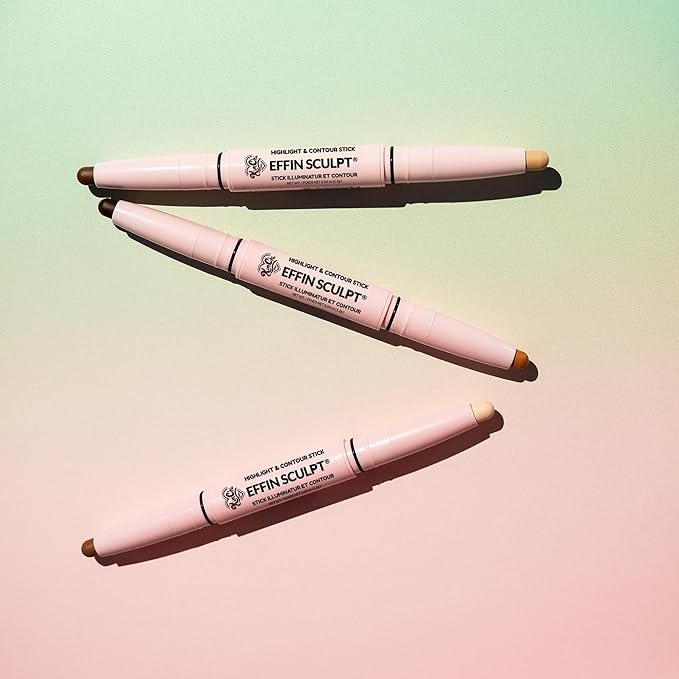 KimChiChic Beauty Effn Sculpt Dual-Ended Highlight & Contour Stick, Creamy & Blendable Formula with Mango Seed Butter, Vitamin E & Sweet Almond Oil, Cruelty-Free, Light