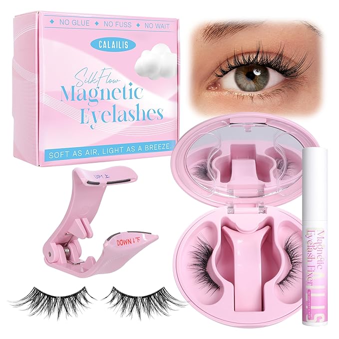 CALAILIS Magnetic Eyelashes with Applicator Upgrade Soft Magnetic Lashes Natural Look Reusable No Glue or Eyeliner Needed Easy to Wear and Remove (AN26)