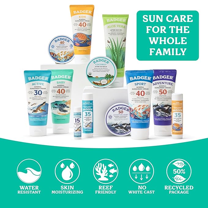 Badger Mineral Baby Sunscreen Cream SPF 40, 98% Organic Toddler Sunscreen with Zinc Oxide, Broad Spectrum, Reef Safe, Water Resistant, Pediatrician Tested Baby Sunblock, 2.9 fl oz, 2-Pack