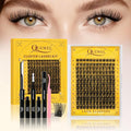 QUEWEL Lash Clusters Kit, 144PCS Natural Lash Custers with Lash Bond and Seal, C Curl Wispy Cluster Lashes Natural Look with Thin Band Easy to use for Beginners (DJ-FD-B）