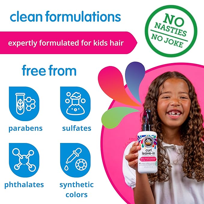 SO COZY Leave In Conditioner Spray (8 Fl Oz) Detangler for Kids' Curly Hair,Tangle-Free Curls,Gentle & Nourishing with Keratin,Vitamin B5,Olive & Jojoba Oil,Paraben-Free,(Pack of 4)