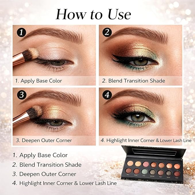 K'APEINE 14-Color Eyeshadow Palette, Matte & Shimmer Warm Neutral Nude, Highly Pigmented Blendable Long-Wear, Everyday Smoky Glam Makeup for All Skin Tones(01#)