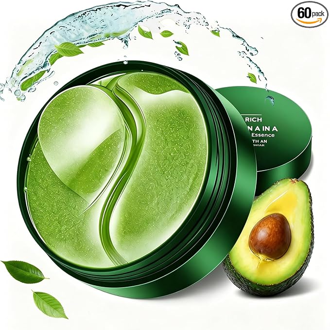 Lingyun 60 Pcs Avocado Under Eye Patches for Tired Eyes – Nourishing Eye Treatment Masks, Moisturizing for Dark Circles, Puffiness, Fine Lines & Dry Skin