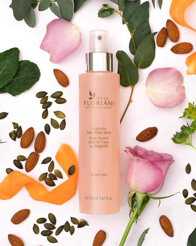 Villa Floriani Magnolia Dry Body Oil with Satin Shimmer | Hydrating After-Shower Mist for Soft, Dry Skin | Scented Body Oils for Women | Made in Italy, Spa-Discovered | 5.07 fl oz