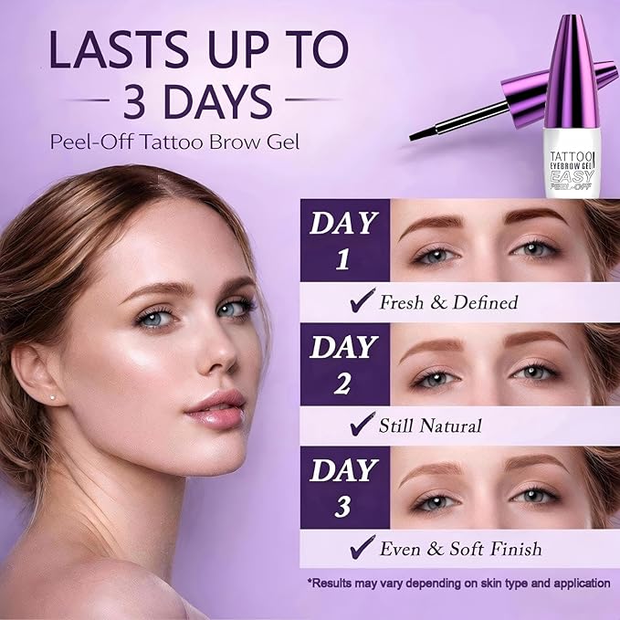 2Pcs Black Tattoo Eyebrow Gel Easy Peel Off - Waterproof & Sweatproof Tattoo Effect, Transfer-Resistant Multi-Day Wear, All Skin Types Mother’s Day Eyebrow Tint Gift Set