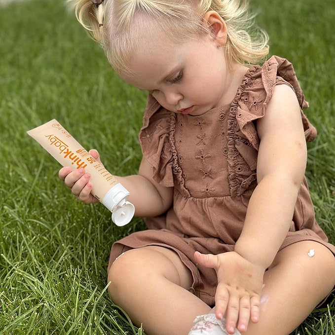 Thinkbaby Baby Sunscreen for Sensitive Skin, 3 Fl Oz, SPF 50 Clear Zinc Oxide Baby Mineral Sunscreen, Broad Spectrum UVA/UVB Protection, Natural, Water Resistant, Reef Safe, Vegan
