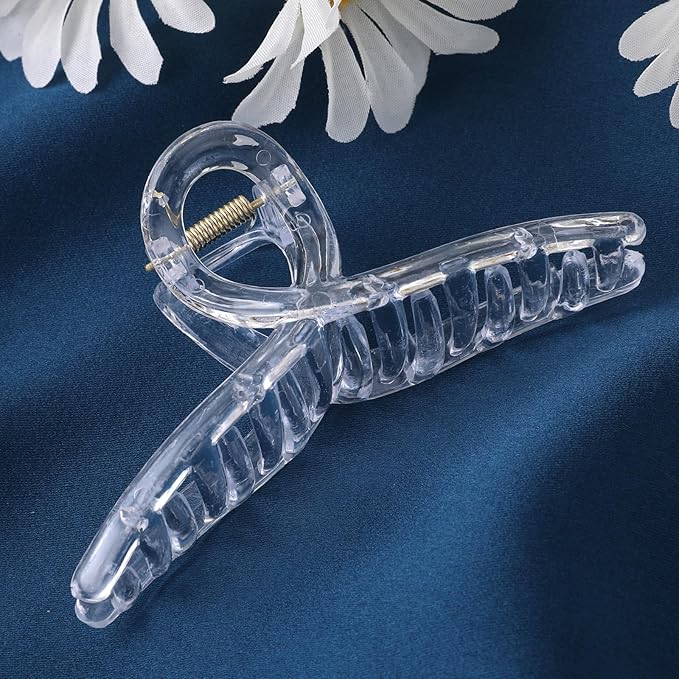3 Pcs Clear Hair Clips For Women, Non-Slip Claw Clips, Transparent Large Claw Clips For Thick Hair Curly Hairstyle, Suitable For All Kinds Of Hairstyle Decoration