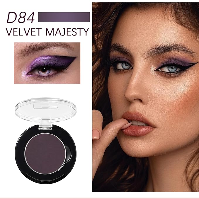 Refillable Eyeshadow Palette - Matte/Glitter/Duo-Chrome Pressed Powder & Cream Formula, Neutral/Shimmer/Smokey Multichrome, Travel-Friendly Iron Pan Refills (Matte, D84)