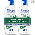 Head & Shoulders Anti-Dandruff Shampoo and Conditioner with 1% Pyrithione Zinc, Tea Tree Oil 2-in-1 Twin Pack, Tea Tree Shampoo with Cooling, Refreshed Scalp, 32.1 fl oz Each