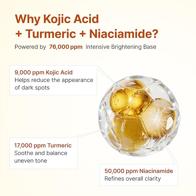 SUNGBOON EDITOR Glow Intensive Kojic Acid Ampoule, Radiance-Boosting Serum for Face with Kojic Acid, Turmeric & PHA l For Uneven Skin Tone & Dark Spot Care l Korean Skincare Serum, 1.35 fl oz