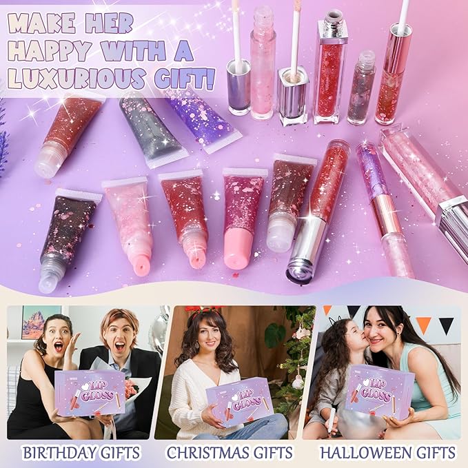 TSVATE Lip Gloss Making Kit, 58PCS DIY Lip Gloss Kit, Lipgloss Making Kit for Women, Beginner, Girls, Moisturizing Lipgloss Base Moist, Double-Ended Tubes, Jojoba Oil, Tween Girls Gift Trendy Stuff