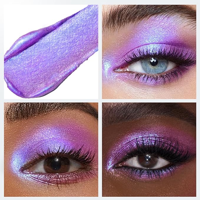 HOSAILY Duochrome Purple Blue Glitter Eyeshadow Stick, Holographic Color Shift Shimmer Chameleon Eye Shadow Brightener Pencil, Silky Smooth Iridescent Sparkle Inner Corner Eye Highlighter Fairy Makeup
