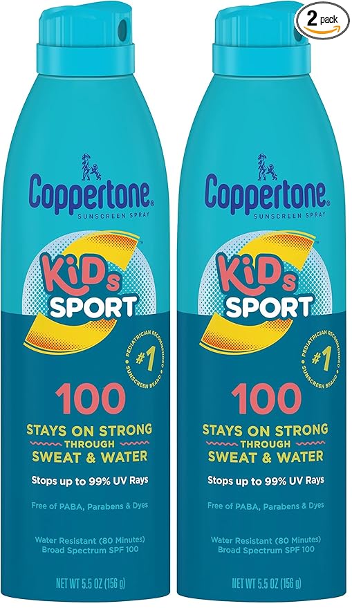 Coppertone SPORT KIDS Sunscreen Continuous Spray SPF 100 (5.5 Ounce) (Packaging may vary) (Pack of 2)
